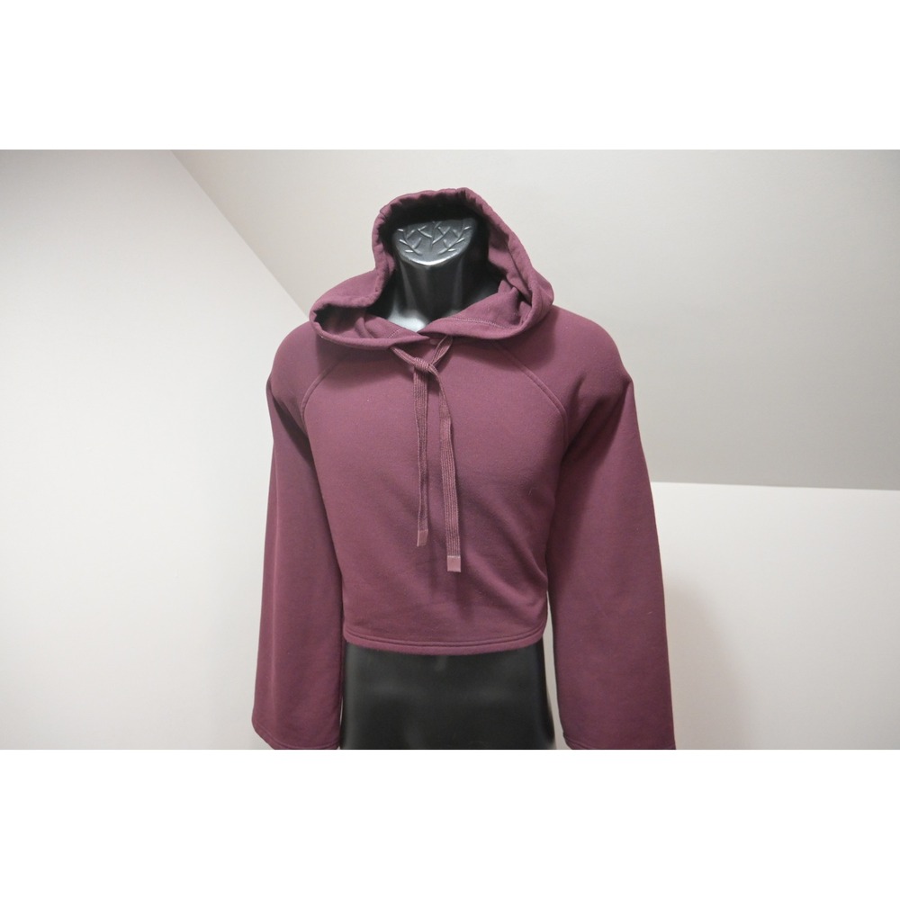 Athleta Cropped Hoodie Women Small Burgundy Sleeve Pullover Excellent